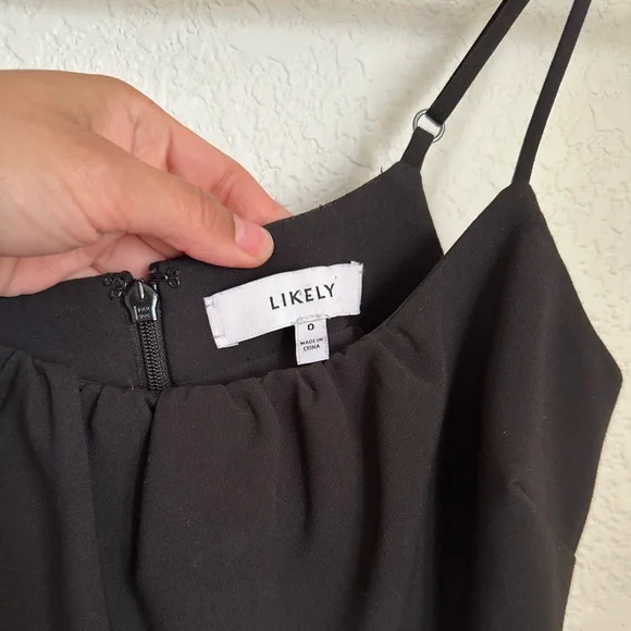 LIKELY Black Prina Midi Dress Zipper Back, Flared Hem, and Adjustable Straps - Picture 4 of 6